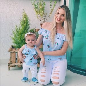 NEW Mommy and Me Blue Floral Top